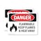 Signmission Flammable Keep Flames And Heat Away Danger Sign, Plastic, 10in W x 7in L, 2PK OS-2PACK-DS-P-710-L-1259 - alternate 1